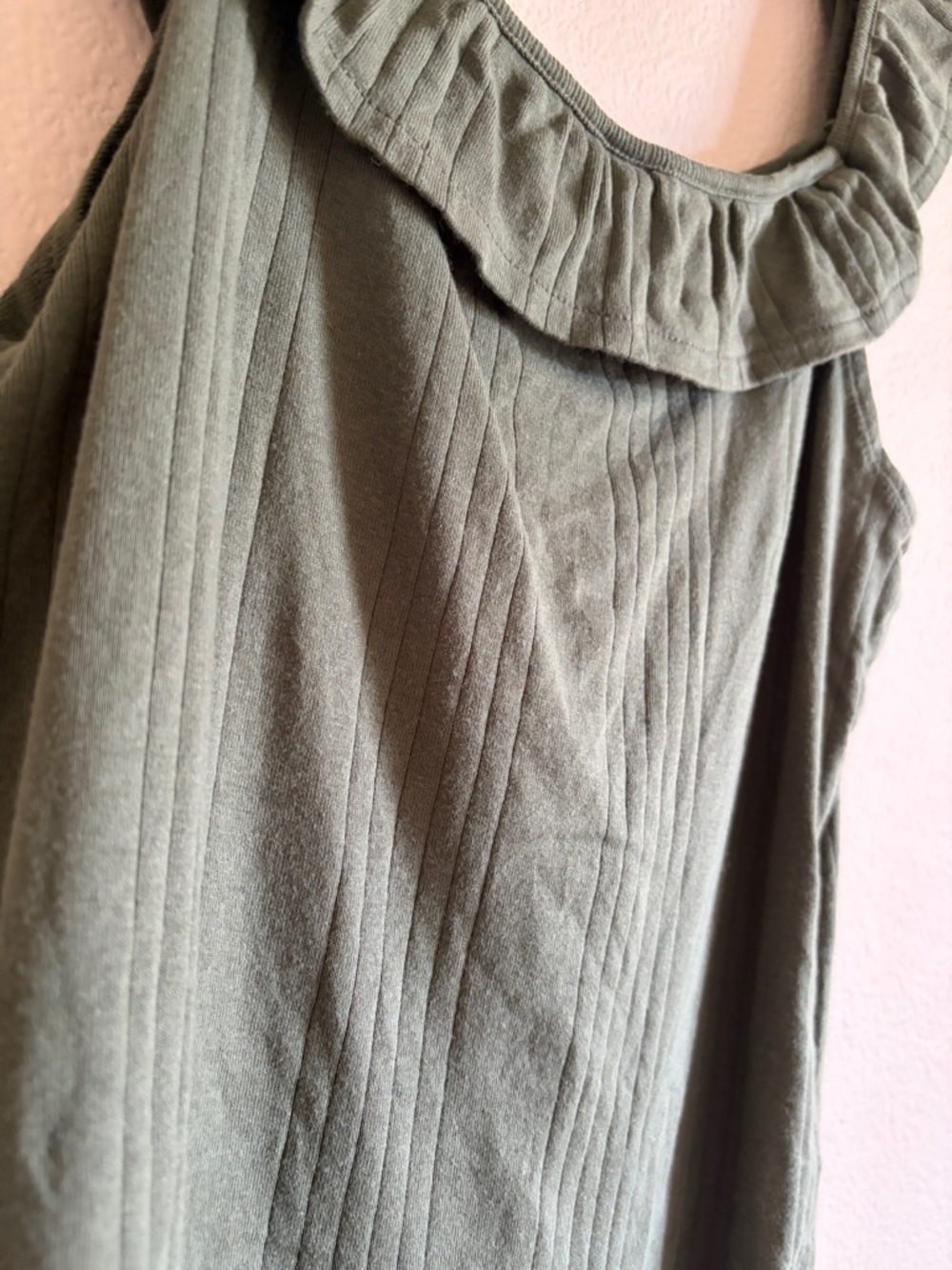 GAP Olive Green Ribbed Ruffle-Neck Tank - Picture 4 of 4